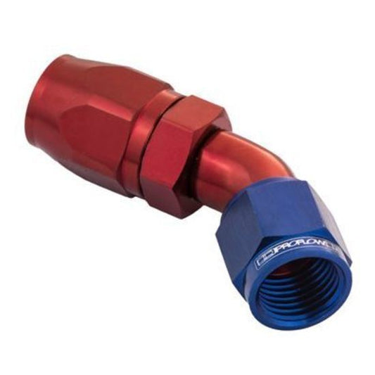 Proflow PFE502-12 Fitting Hose End 45 Degree Full Flow -12AN Blue/Red
