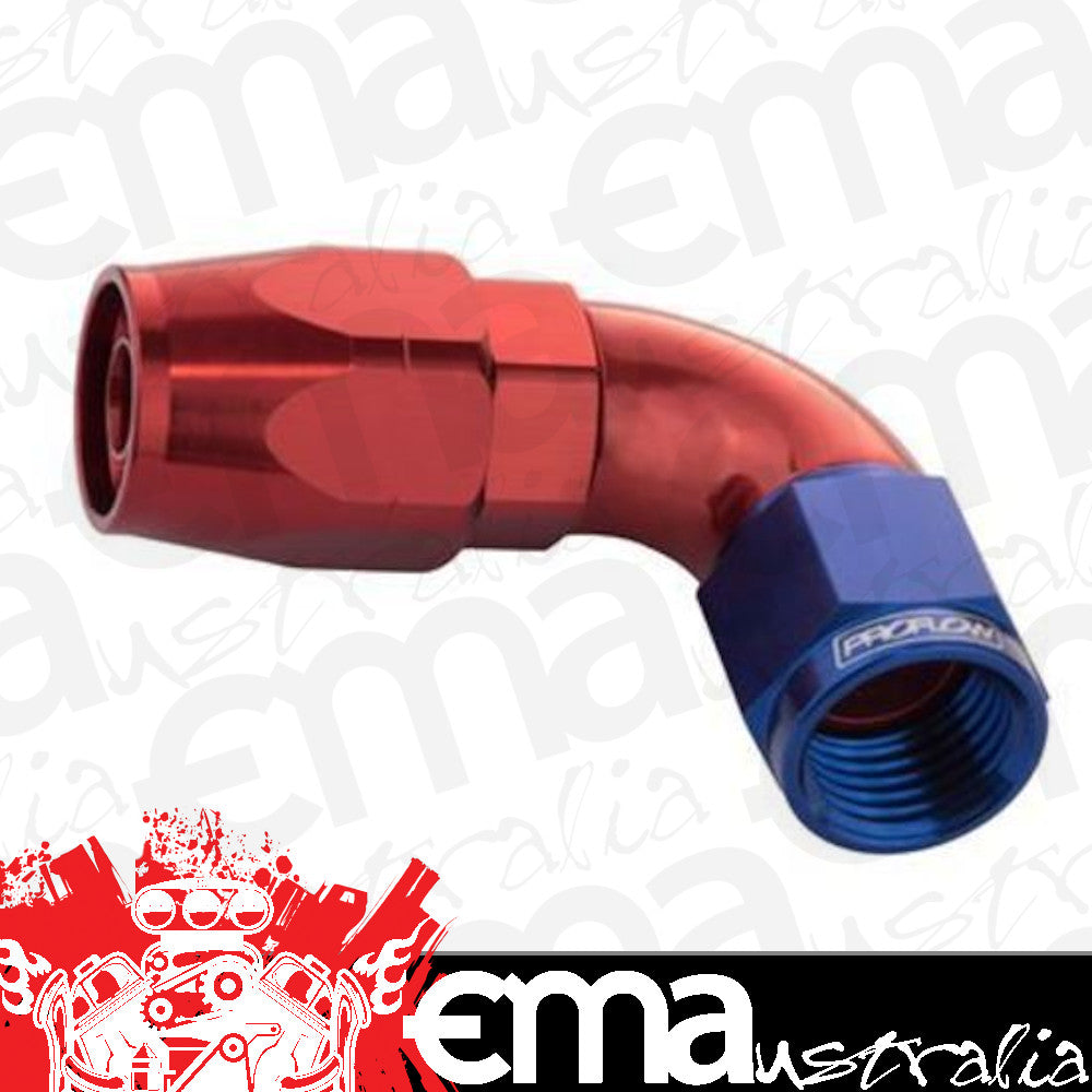 Proflow PFE503-12 Fitting Hose End 90 Degree Full Flow -12AN Blue/Red