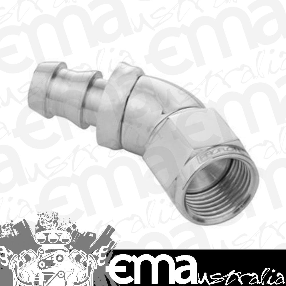 Proflow PFE512-06HP 45 Degree Fitting Hose End Full Flow Barb to Female -06AN Polished