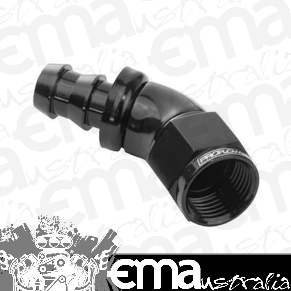 Proflow PFE512-08BK 45 Degree Fitting Hose End Full Flow Barb to Female -08AN Black