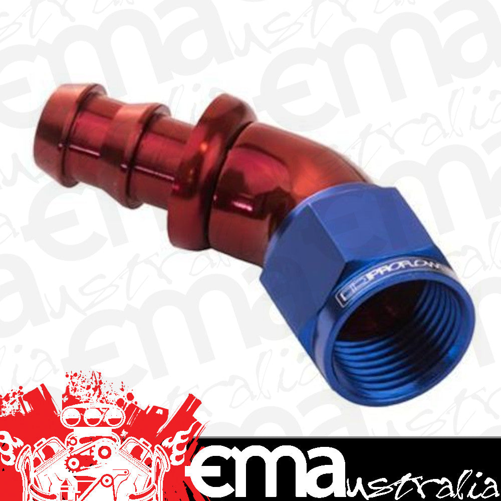 Proflow PFE512-10 45 Degree Fitting Hose End Full Flow Barb to Female -10AN Blue/Red