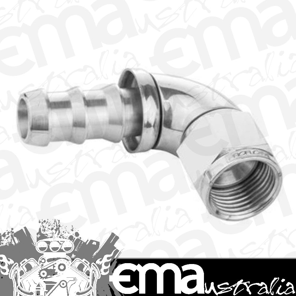 Proflow PFE513-06HP 90 Degree Fitting Hose End Full Flow 3/8" Barb to Female -06AN Polished