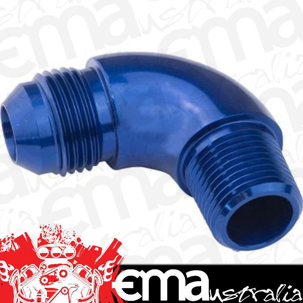 Proflow PFE522-08 90 Degree 3/8" NPT to Male -08AN Flare to NPT Adaptor Blue