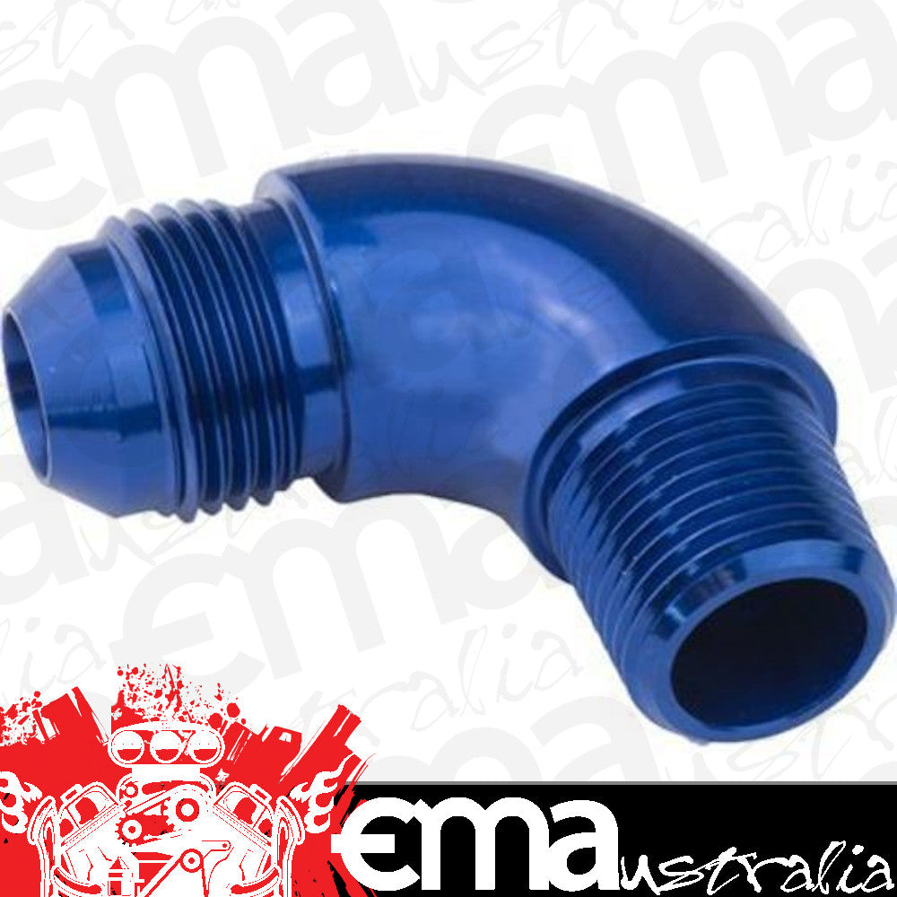 Proflow PFE522-10 90 Degree 1/2" NPT to Male -10AN Flare to NPT Adaptor Blue