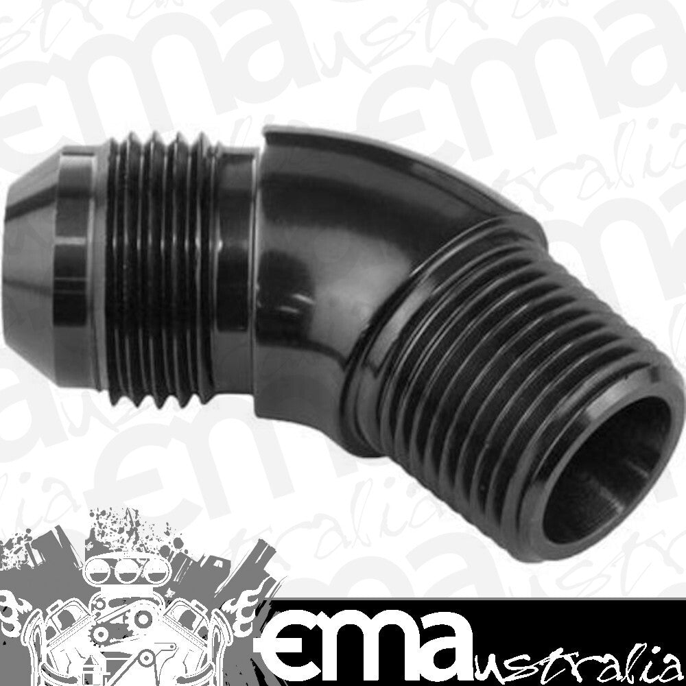Proflow PFE523-08BK 45 Degree 3/8" NPT to Male -08AN Flare to NPT Adaptor Black