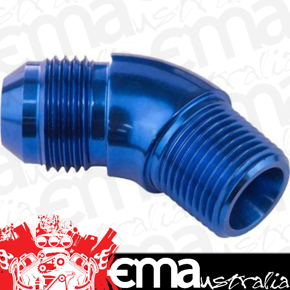 Proflow PFE523-12 45 Degree 3/4" NPT to Male -12AN Flare to NPT Adaptor Blue