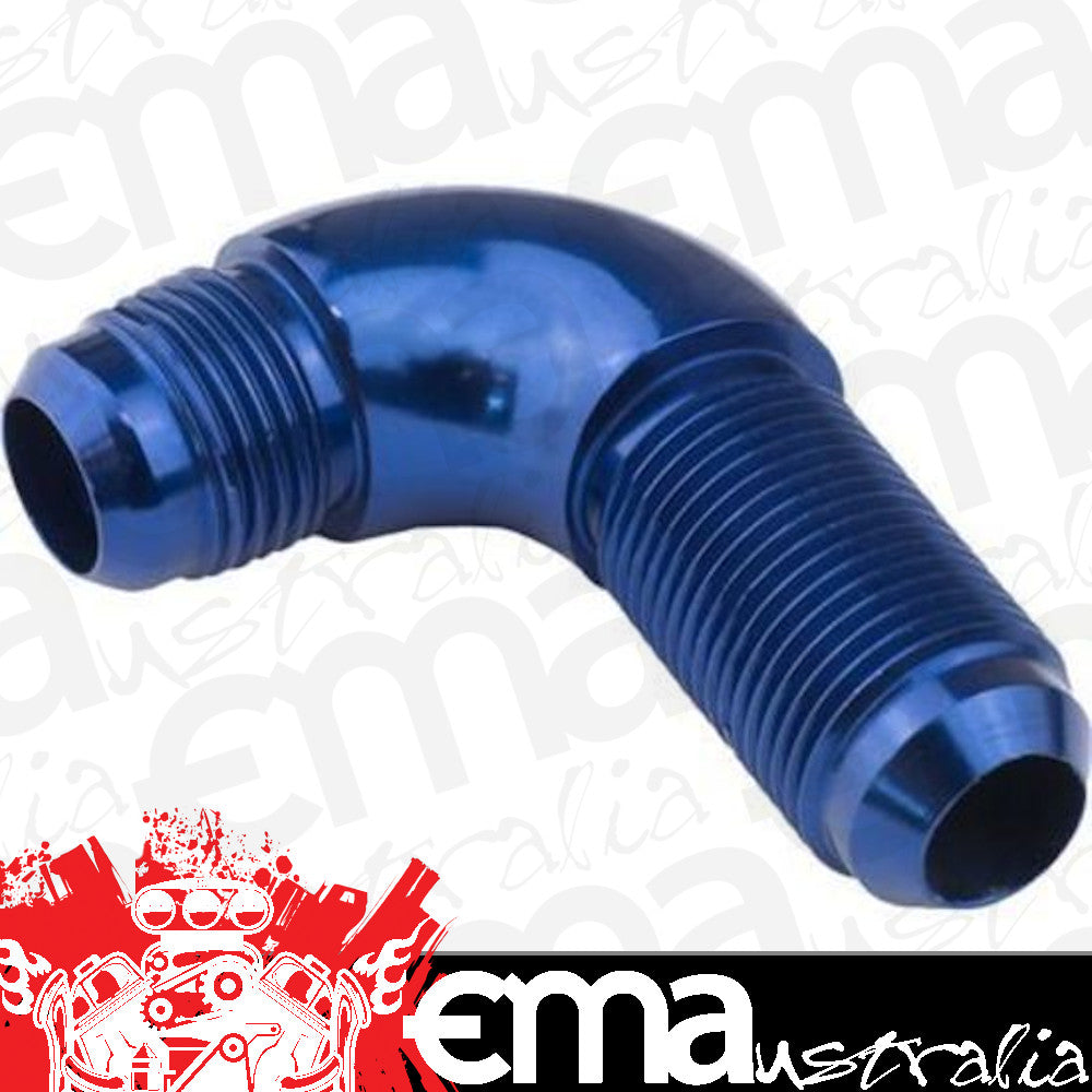 Proflow PFE533-12 90 Degree Male Fitting Bulkhead Adaptor -12AN Blue