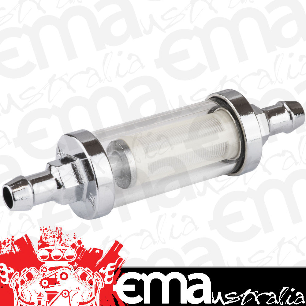 Proflow PFE605-06 Fuel Filter Glass/Chrome 3/8 " Hose Barb Inlet and Outlet Each