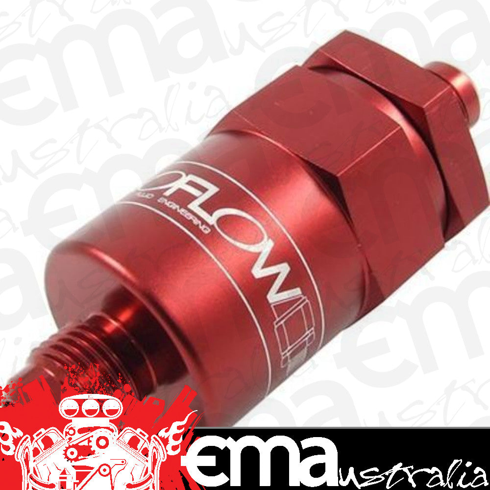 Proflow PFE609-08R Billet Inline Aluminium Fuel Filter -08AN Red 30 Micron