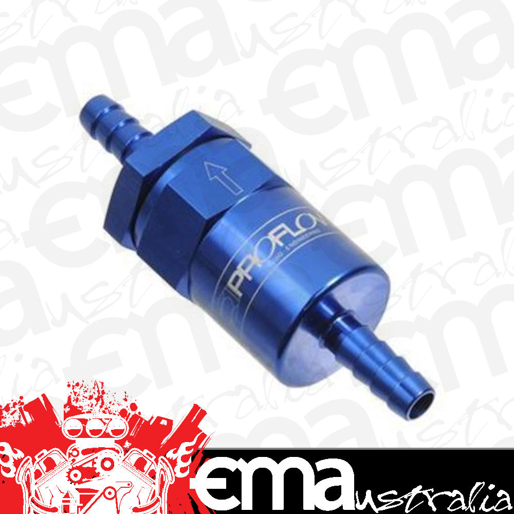 Proflow PFE610-05B Billet Inline Aluminium Fuel Filter 5/16" Barb Blue 30 Micron