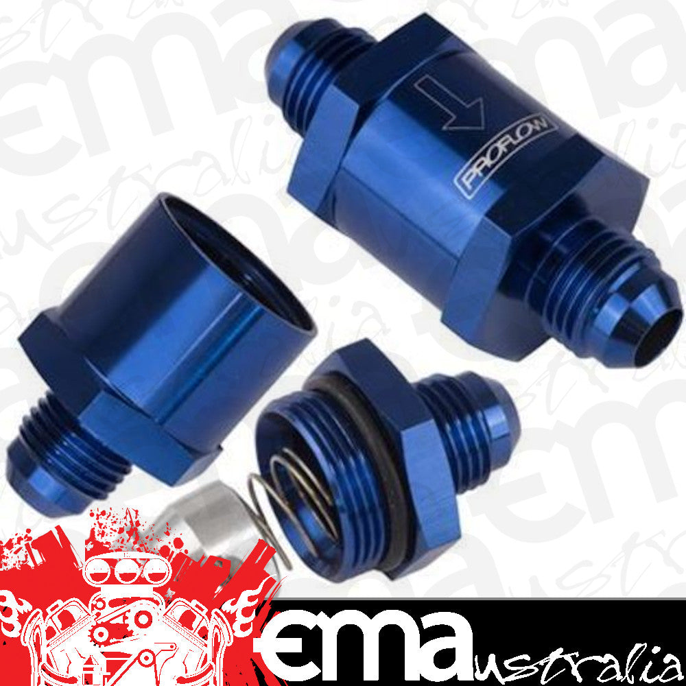 Proflow PFE612-06 Fuel Check Valve Blue Aluminium -6 AN Male to -6 AN Male