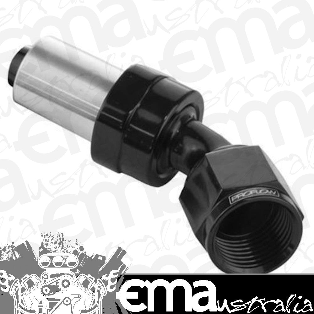 Proflow PFE652-06 Crimp Hose End 45 Degree -06AN Black