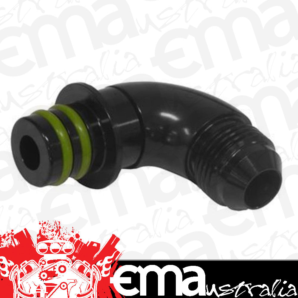 Proflow PFE674-08-90 Fitting Transmission Adaptor For Ford ZF to AN Hose End 90 Degree Black AN8