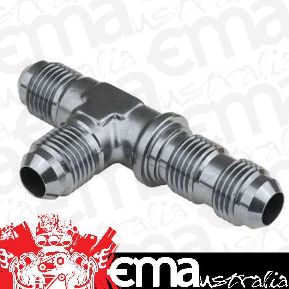 Proflow PFE804-04S Fitting Adaptor -04AN Flare Bulkhead Run Tee Silver
