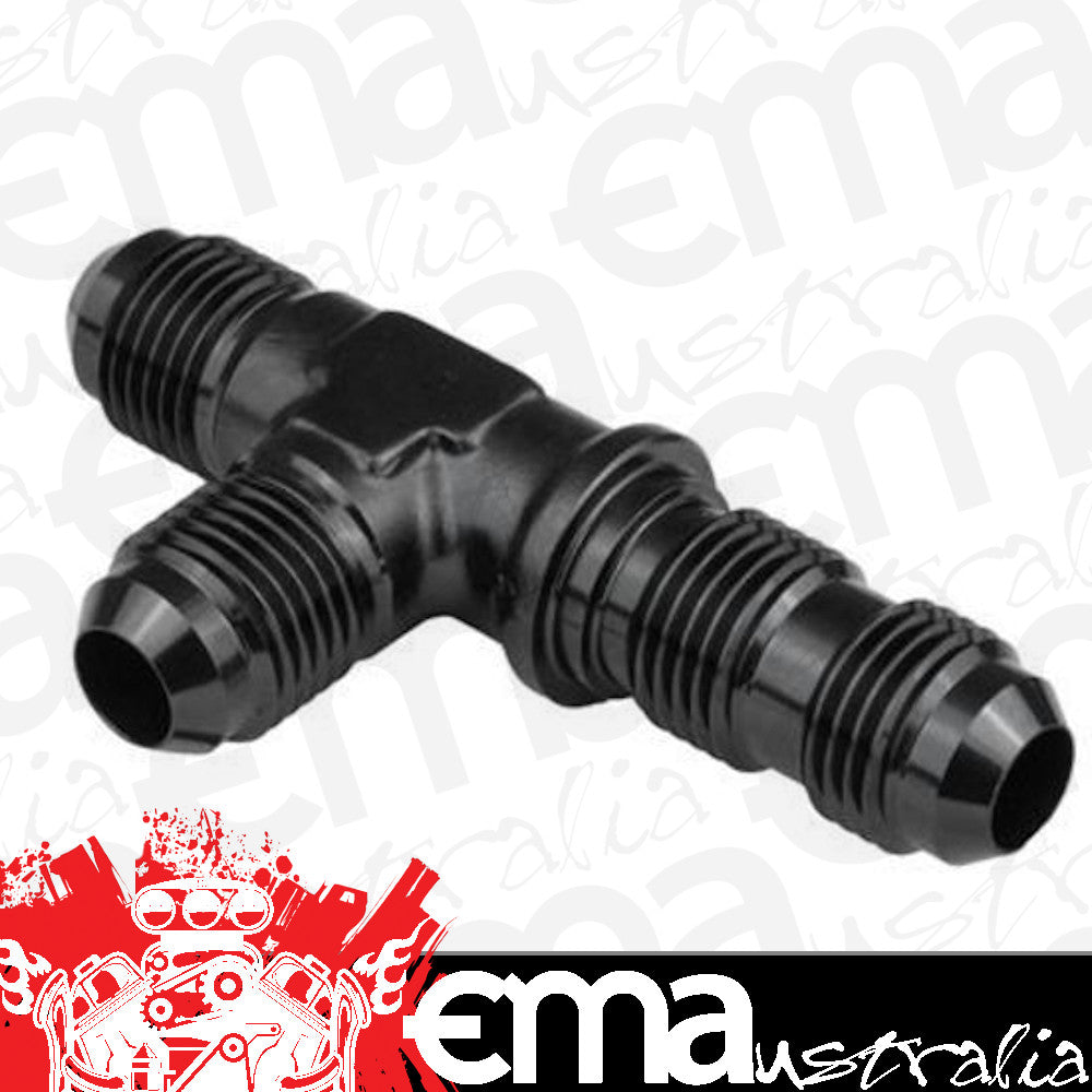Proflow PFE804-06BK Fitting Adaptor -06AN Flare Bulkhead Run Tee Black