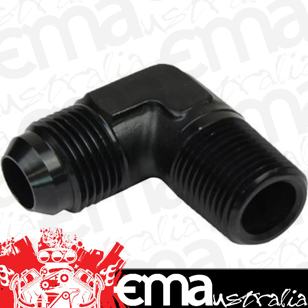 Proflow PFE822-04BK Male Adaptor -04AN to 1/8" NPT 90 Degree Black