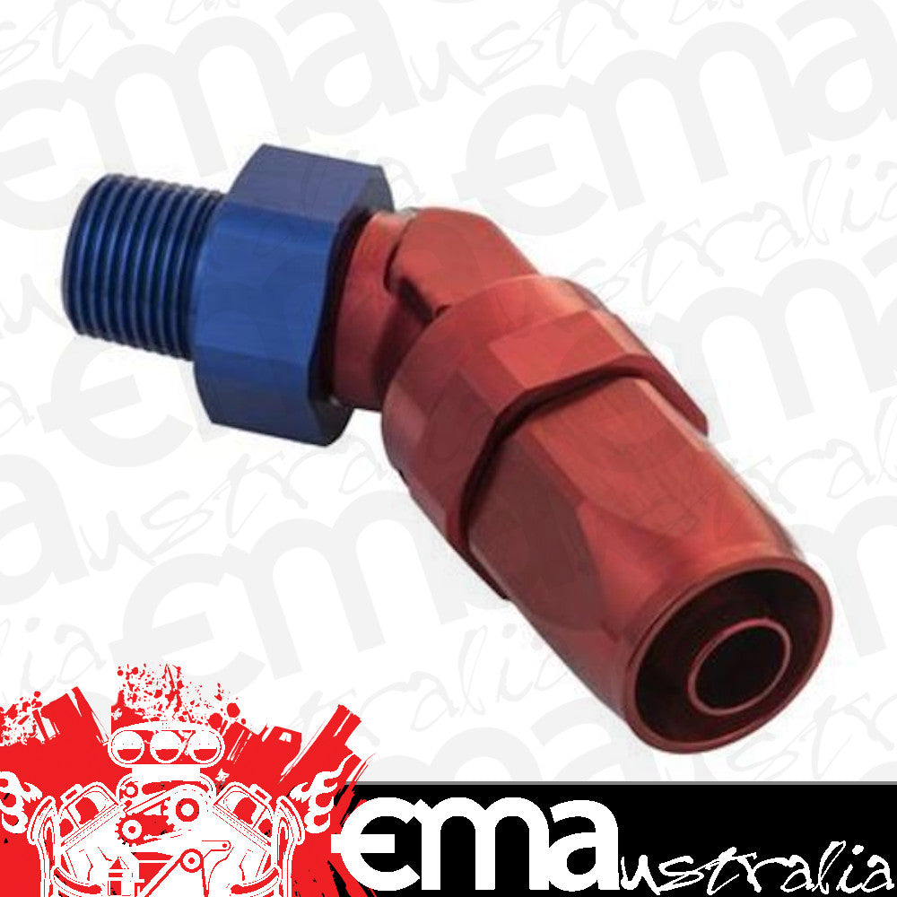 Proflow PFE828-06-02 Fitting Male Hose End 1/8" NPT 45 Degree to -06AN Hose Blue