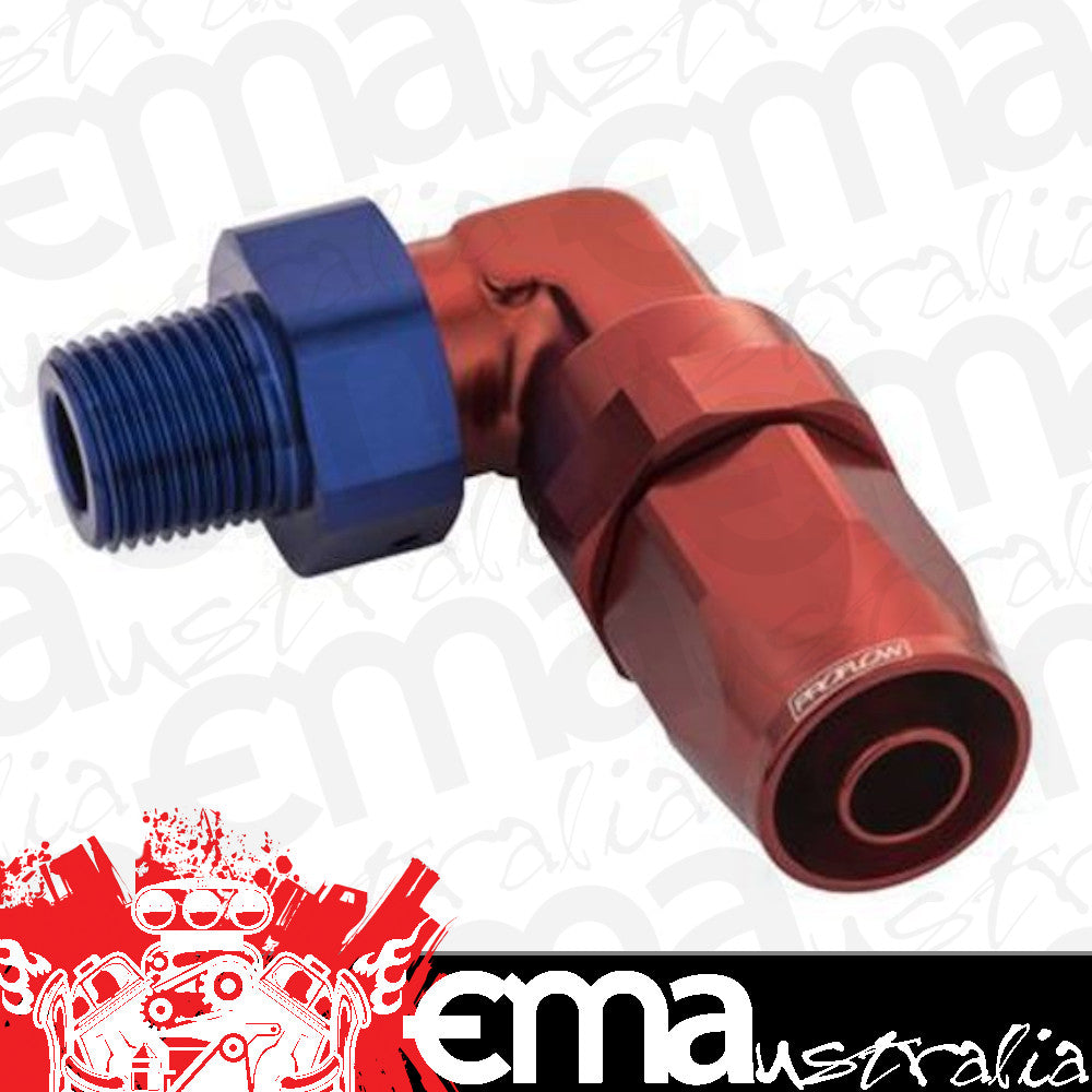 Proflow PFE829-08-06 Fitting Male Hose End 3/8" NPT 90 Degree to -08AN Hose Blue