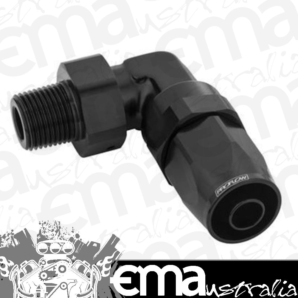 Proflow PFE829-08-08BK Fitting Male Hose End 1/2" NPT 90 Degree to -08AN Hose Black