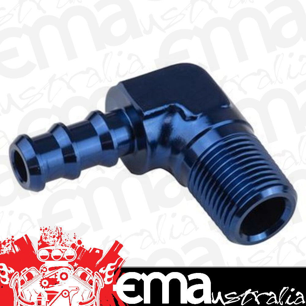 Proflow PFE842-05-06 90 Degree 5/16" Barb Male Fitting to 3/8" NPT Blue