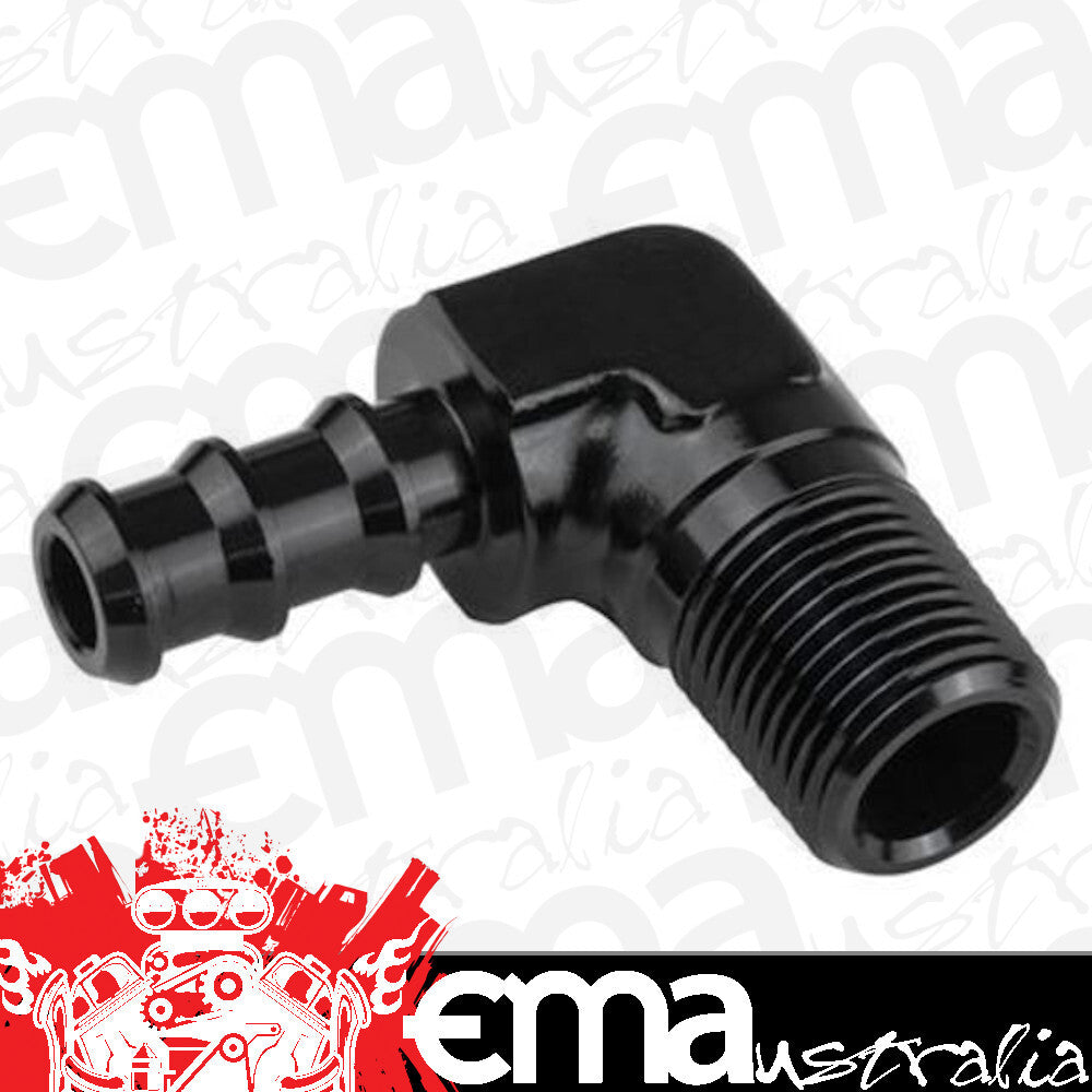 Proflow PFE842-06BK 90 Degree 3/8" Barb Male Fitting to 1/4" NPT Black