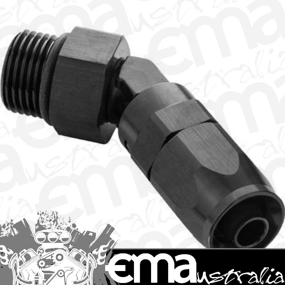 Proflow PFE844-10-08BK Fitting 45 Degree Hose End -10AN Hose to Male -08AN Thread Black