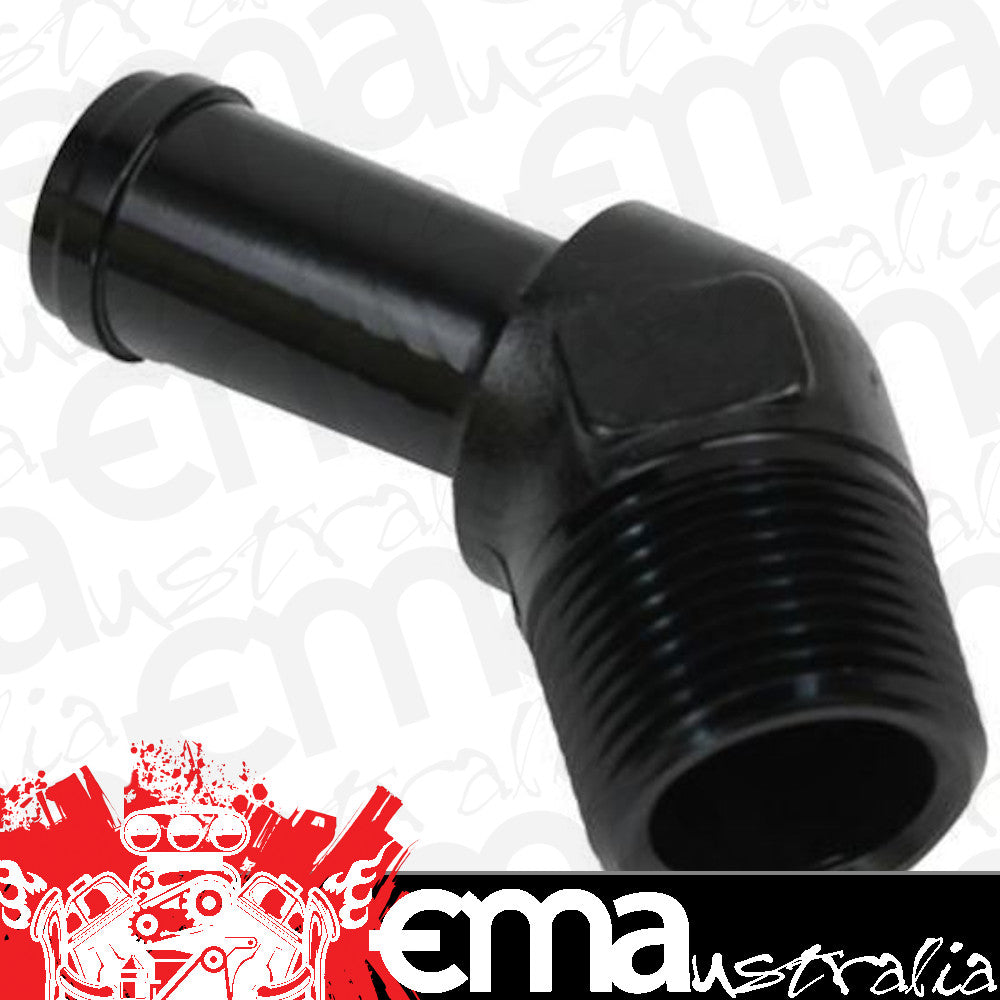 Proflow PFE845-12BK 45 Degree 3/4" Barb Male Fitting to 3/4" NPT Black