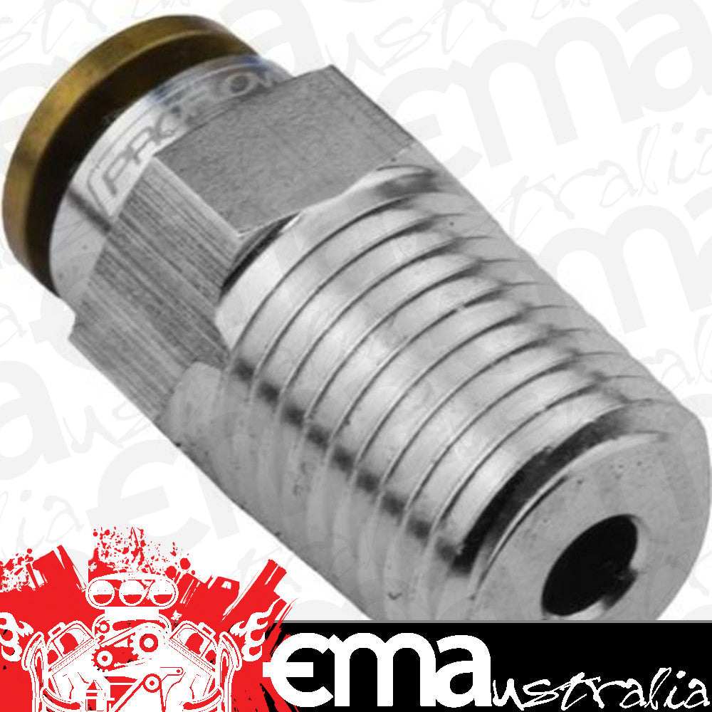 Proflow PFE851-04S Fitting Push Release Straight 1/4" Tube to 1/4" NPT Silver