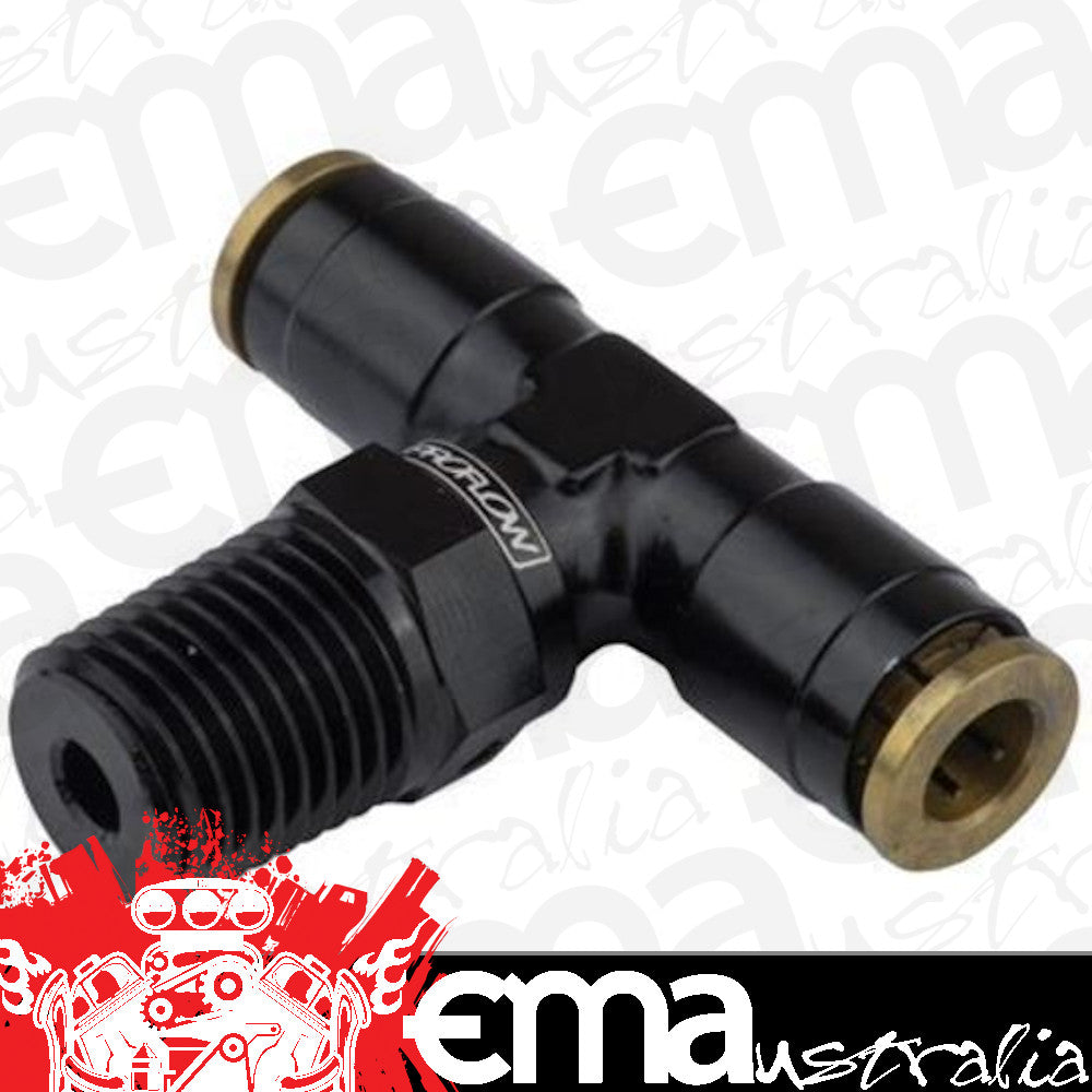 Proflow PFE854-02BK Fitting Push Release Tee 3/16" Tube to 1/8" NPT Black