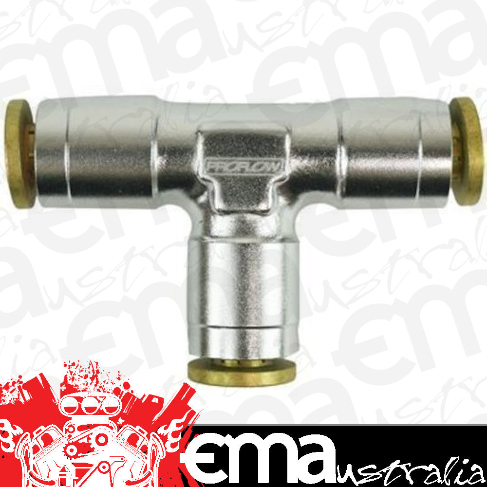 Proflow PFE855-02S Fitting Push Release Tee 3/16" Tube Silver