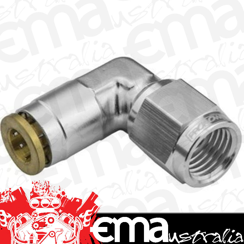 Proflow PFE856-02S Fitting Push Release 90 Degree 3/16" Tube to Female -03AN Silver