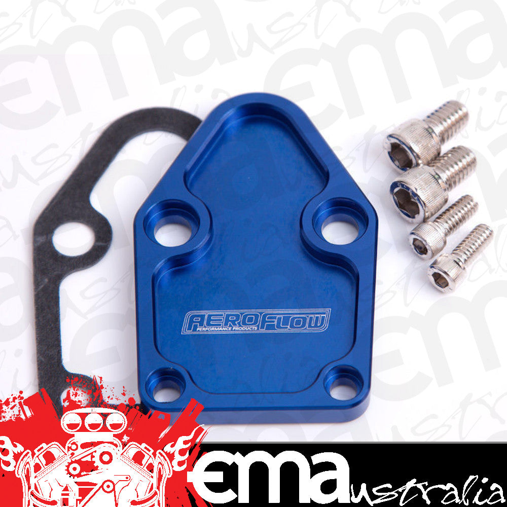 Aeroflow Performance Products AF64-2028 Billet Fuel Pump Block Off Plate Blue suits SBC