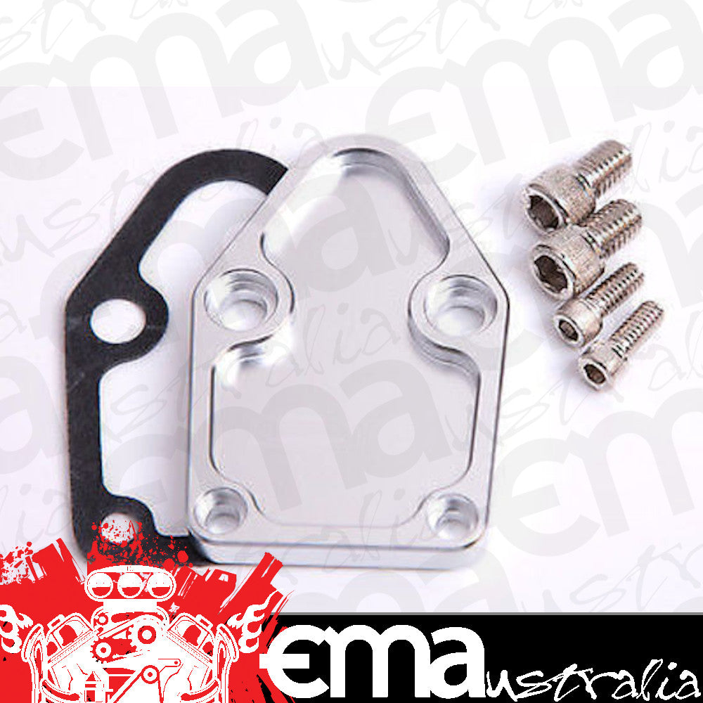 Aeroflow Performance Products AF64-2028S Billet Fuel Pump Block Off Plate Silver suits SBC