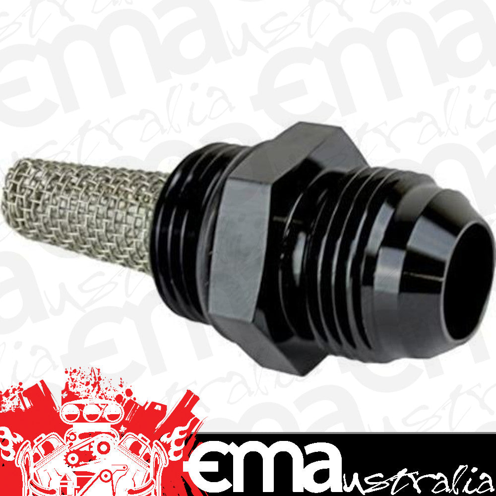 Proflow PFE920-12-10FSBK Fitting Straight Adaptor -12AN to -10AN O-Ring Port Black With Filter Screen