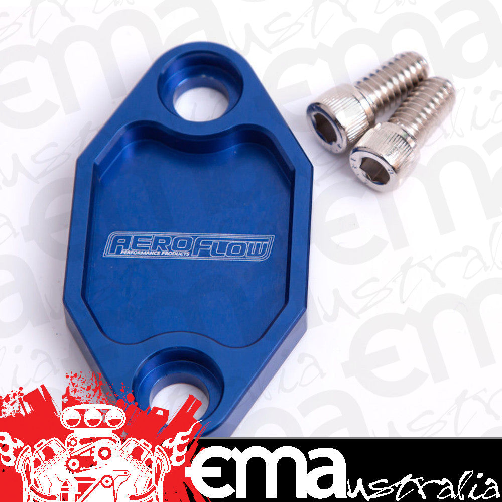 Aeroflow AF64-2029 Billet Fuel Pump Block Off Plate Blue suits Holden 308
