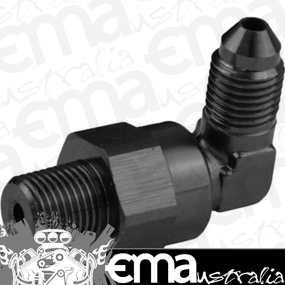 Proflow PFE922-04-02BK Adaptor Male -04AN 90 Degree to 1/8" NPT Swivel Black