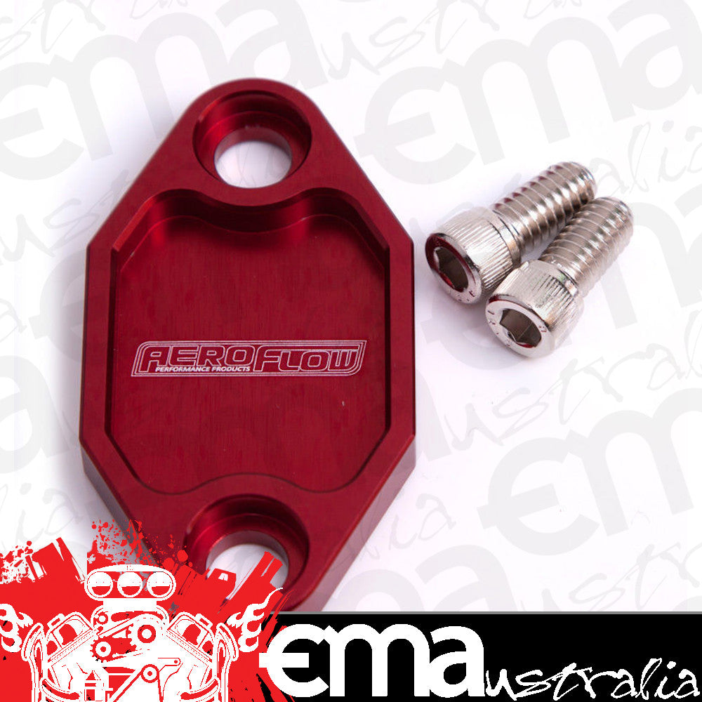 Aeroflow AF64-2029R Billet Fuel Pump Block Off Plate Red suits Holden 308