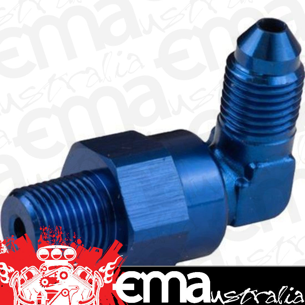Proflow PFE922-08-08 Adaptor Male -08AN 90 Degree to 1/2" NPT Swivel Blue
