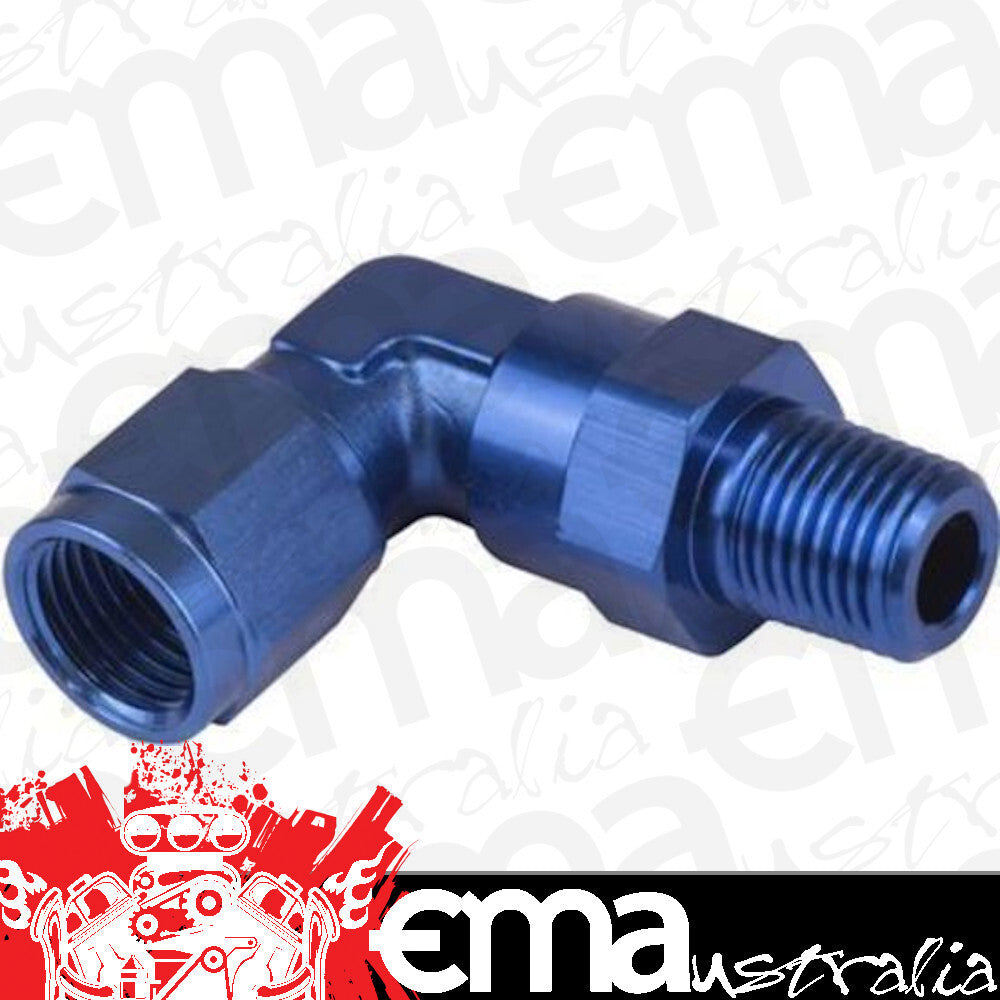 Proflow PFE923-08-08 Adaptor Male -08AN 90 Degree to 1/2" NPT Swivel Blue