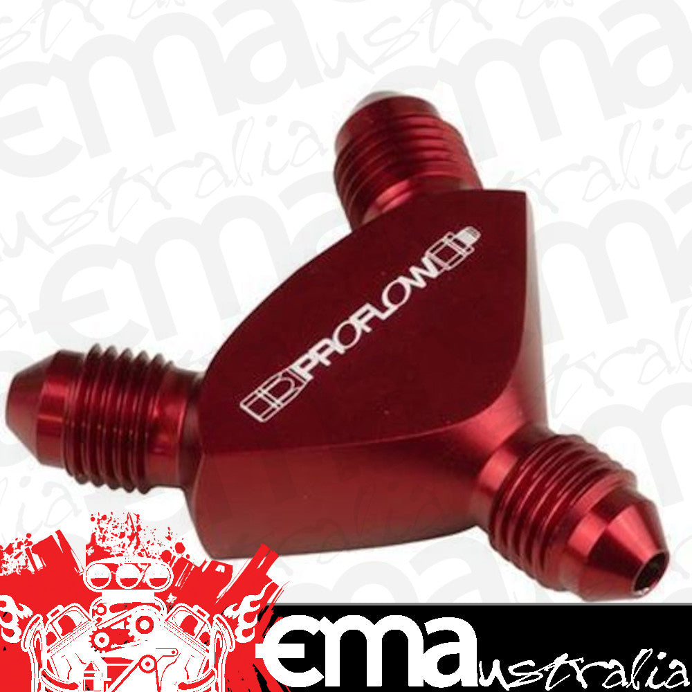 Proflow PFE930-12-12R Fitting Aluminium AN Y-Adaptor -12AN Male to -12AN Male x 2 Red