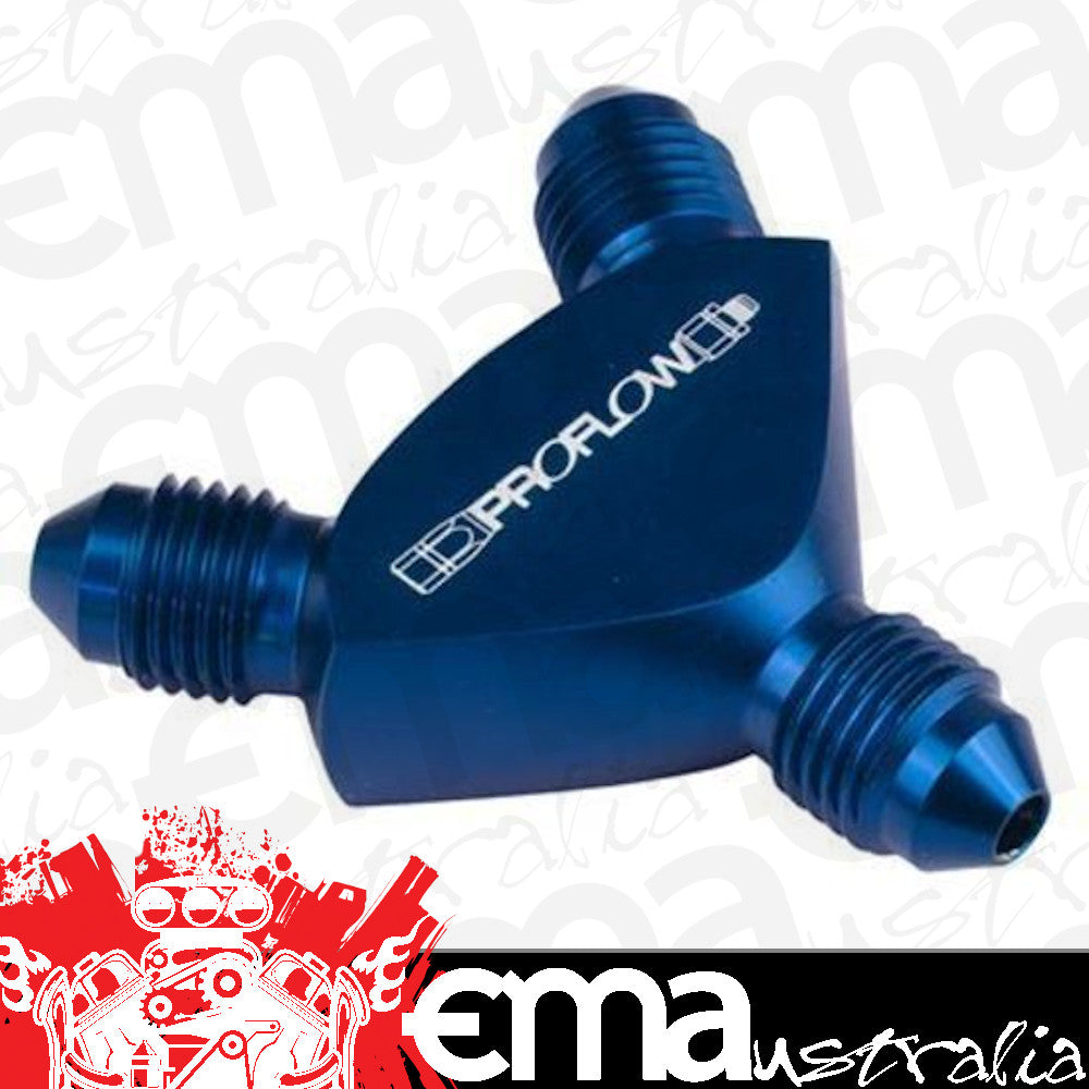 Proflow PFE930-16-16B Fitting Aluminium AN Y-Adaptor -16AN Male to -16AN Male x 2 Blue