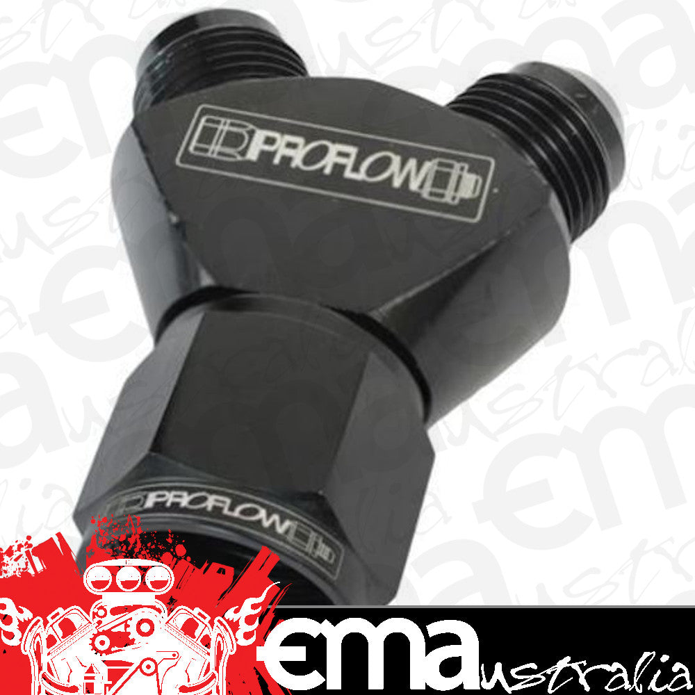 Proflow PFE931-12-08BK Y-Block -12AN Female Swivel to Dual -08AN Male Black