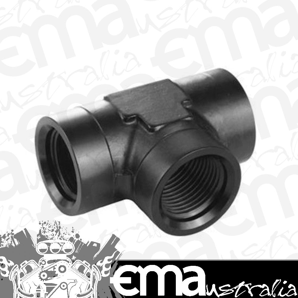 Proflow PFE938-06BK Fitting Aluminium Adaptor Female Tee -06AN Black