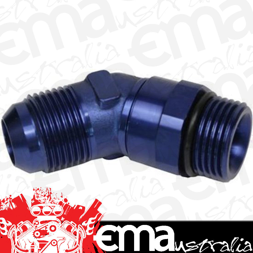 Proflow PFE948-12 Adaptor Male -12AN 45 Degree to -12AN Thread Swivel Blue