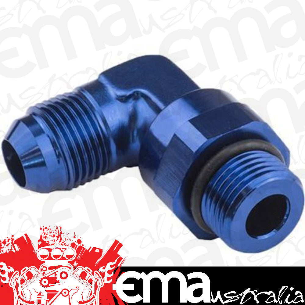 Proflow PFE949-08 Adaptor Male -08AN 90 Degree to -08AN Thread Swivel Blue