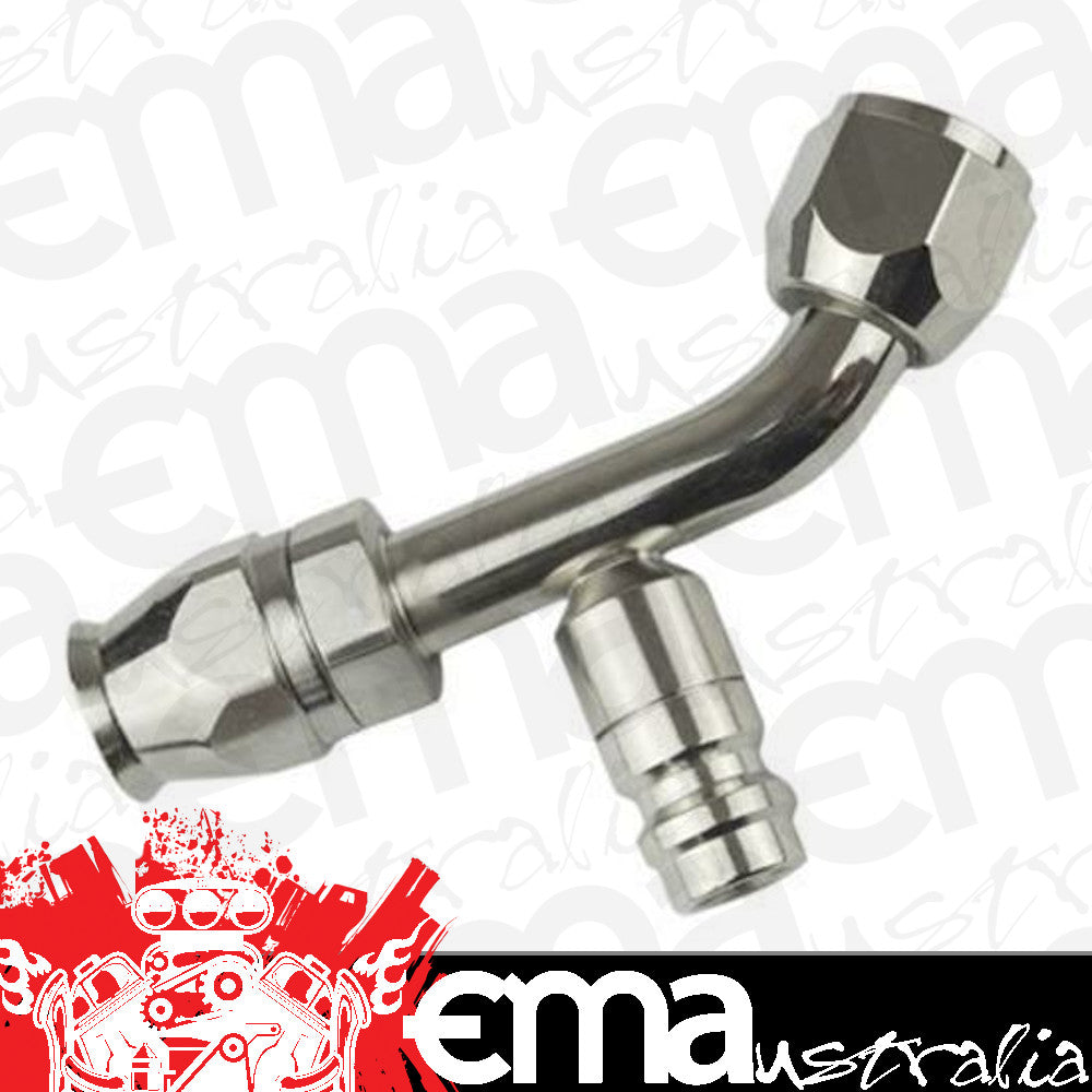 Proflow PFEAC102-10CP Hose End Air Conditioning 304 Stainless 45 Degree Female O-Ring Pilot -10AN W/Charge Port Chrome