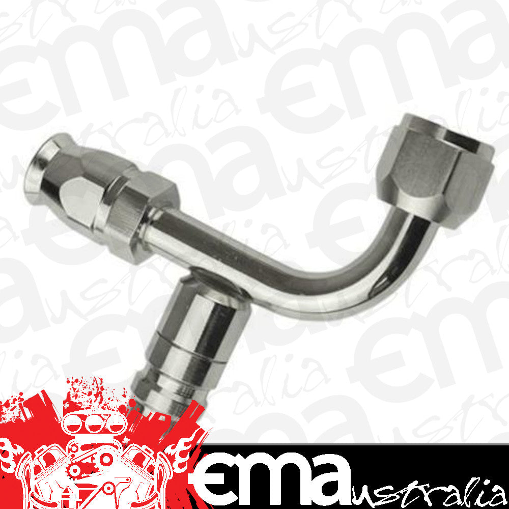 Proflow PFEAC103-08CP Hose End Air Conditioning 304 Stainless 90 Degree Female O-Ring Pilot -08AN W/Charge Port Chrome