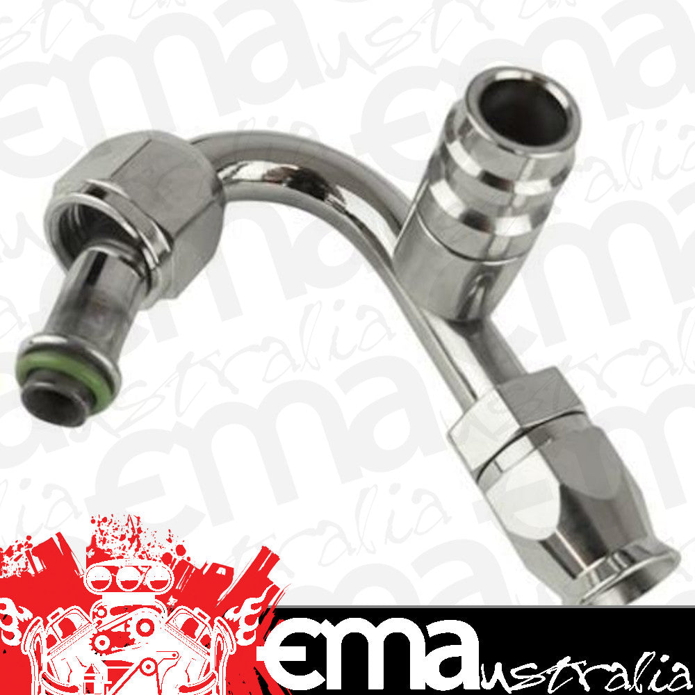 Proflow PFEAC105-06CP Hose End Air Conditioning 304 Stainless 135 Degree Female O-Ring Pilot -06AN W/Charge Port Chrome