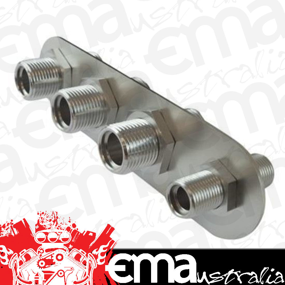 Proflow PFEACWP104 Firewall Bulkhead Aluminium 4 Port #10 #10 Inline Polished