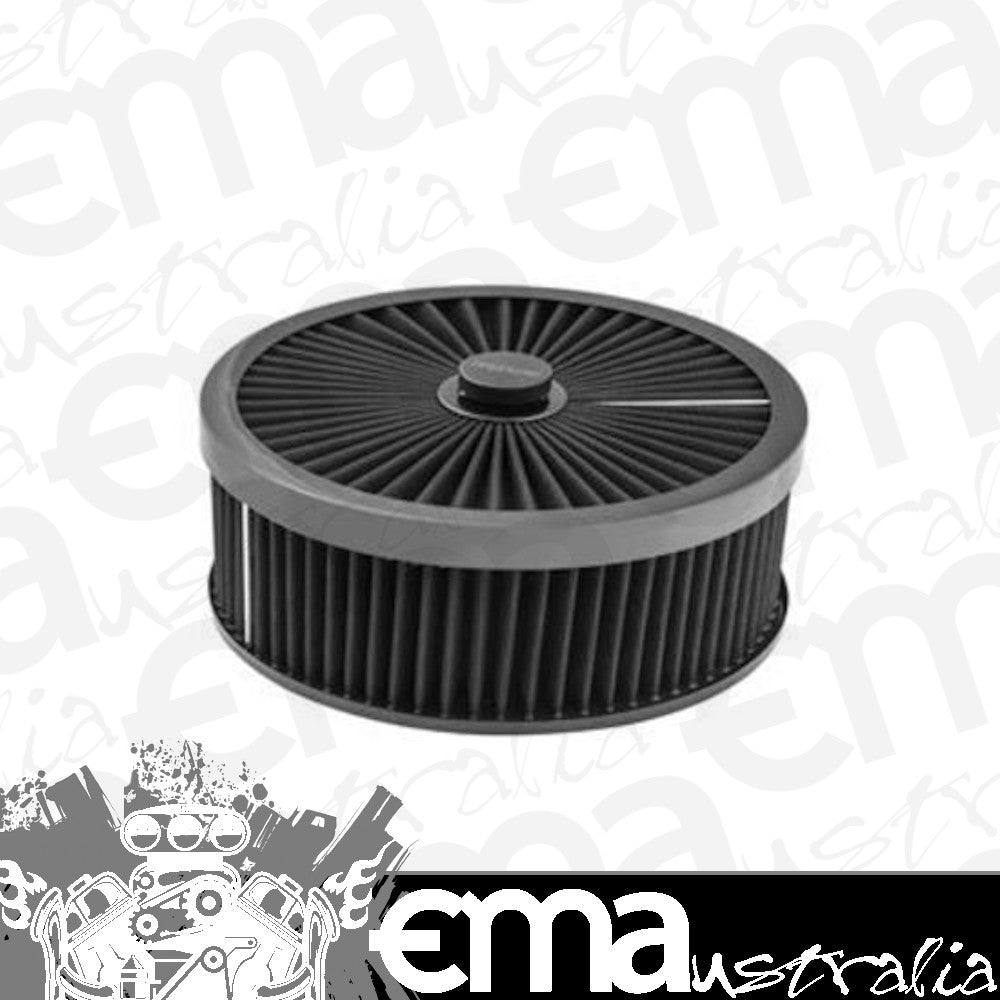Proflow PFEAF-230076B Air Filter Assembly Flow Top Round Black 9" x 3" suit 5-1/8" Flat Base